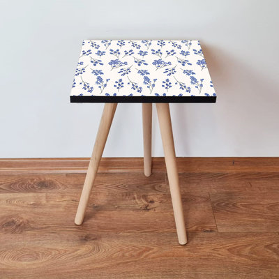 Modern Side Table, 100% MDF with Beech Wood Legs, 13.8 x 16.5 x 13.8 inches | Stylish White, Navy Blue & Grey Design | Perfect for Scandinavian & Contemporary Spaces, Functional & Elegant Accent Furniture