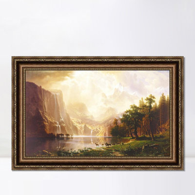 Impression sur toile encadrée parmi la Sierra Nevada, Californie par Albert Bierstadt Fine Art (cadre doré en relief rétro, 28 po x 40 po)