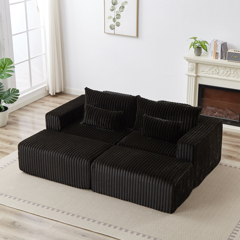 Fauteuil inclinable moderne pour 2 personnes, Velours côtelé noir