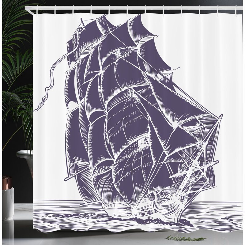 Shower Curtain with Hooks Included, 75"H x 69"W