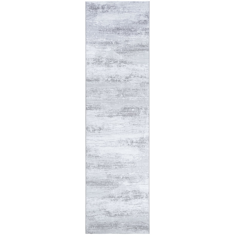Driggers Abstract Light Grey Opal Performance Area Rug, Runner 2'2" x 7'10"