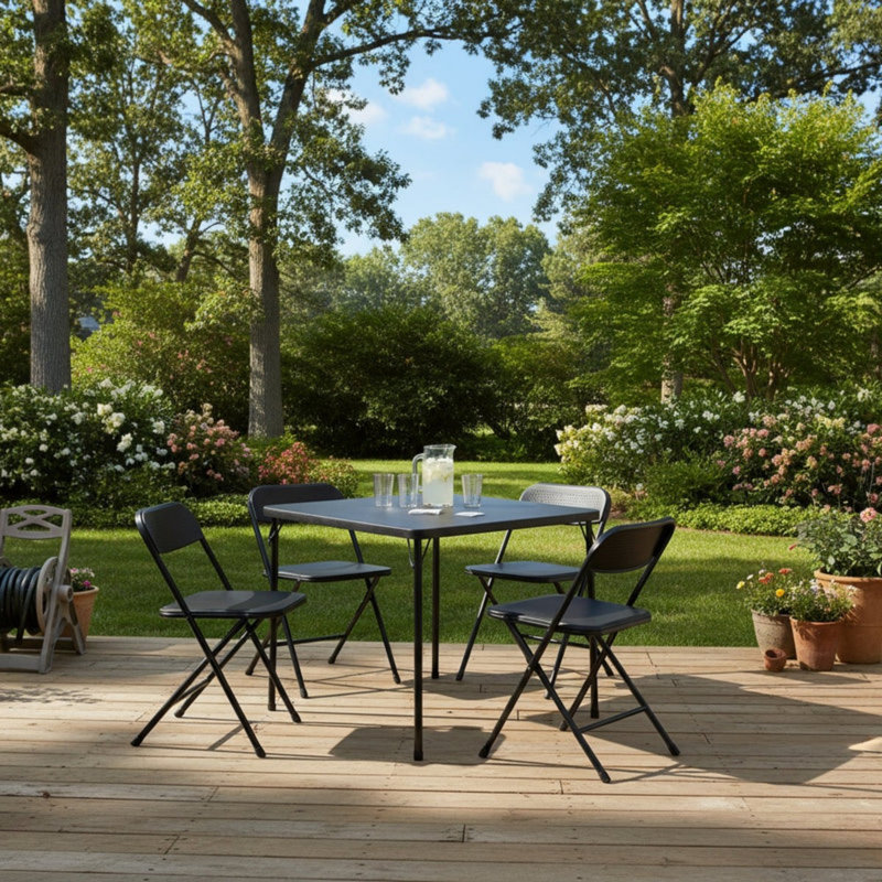 Ensemble de table pliante et 4 chaises, plateau de table en PP avec structure en métal, ensemble de chaises de table pliables portables pour le camping en plein air