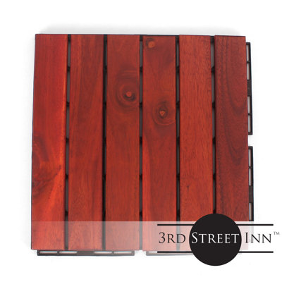 12'' L x 12'' W Solid Wood Interlocking Deck Tile