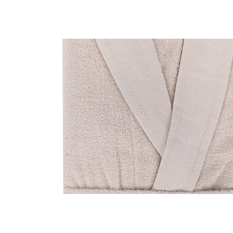 Peignoir au-dessus du genou 100% coton avec poches Leong, Beige, L
