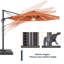 Parasol de patio en porte-à-faux octogonal à éclairage décalé à DEL de 11 pi Deaijah avec contrepoids inclus, parasol d'extérieur à suspendre avec manivelle, protection contre les rayons UV toutes saisons pour terrasse de jardin-431877131