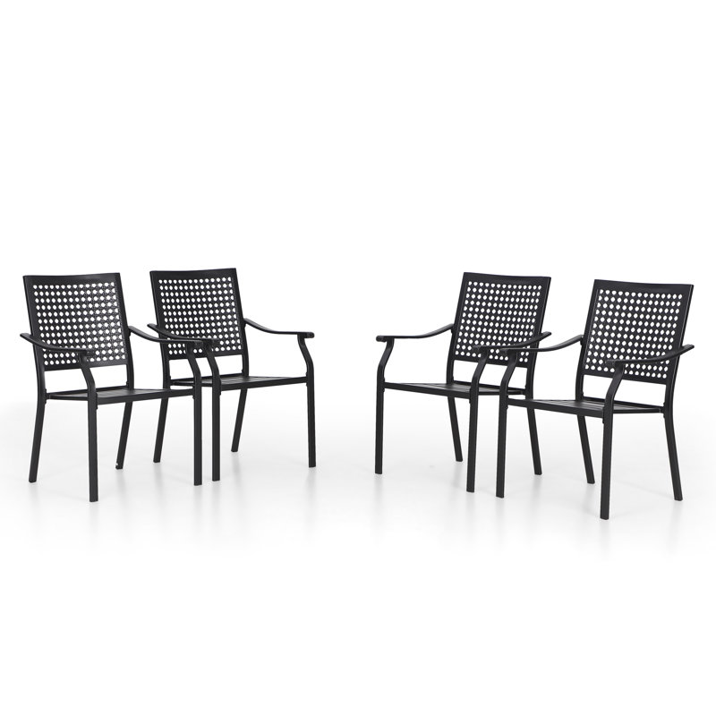 Chaises de salle à manger d'extérieur empilables en métal 4 pièces Bjartmar