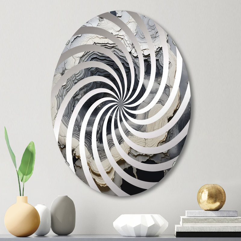 Gris gris Geode Minimalisme II - Miroir décoratif Vortex | Ovale, 29,5 po x 19,6 po