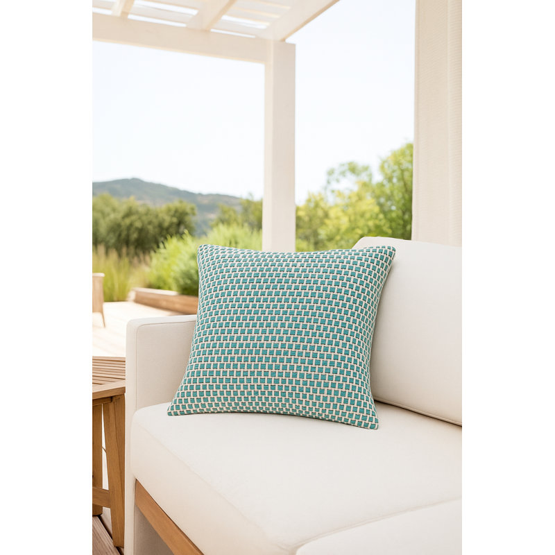 Tropical Teal Compass Line Indoor Outdoor Pillow 20x20, Green, Square 24", Polyester