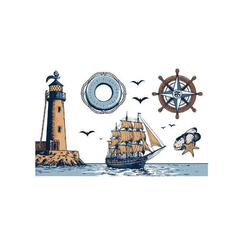 Nautical Lighthouse And Anchor Bath Rug For Bathroom, 16L X 24W
