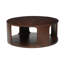 Table basse Bard, plateau rond de 38 po avec tablette, structure sculpturale en bois de manguier brun noyer