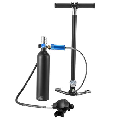Scuba Tank, 1L Portable Diving Tank, Diving Oxygen Cylinder Support 15-20 Minutes Underwater Breathing, 98.43 ft Diving Depth, Refillable Snorkel Air Tank with Pump for Underwater Exploration