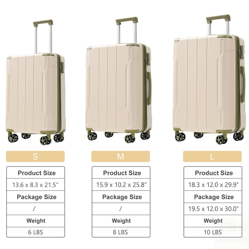 Ensemble de 3 valises extensibles durables avec coque rigide en ABS, roues pivotantes doubles et verrou TSA pour un voyage facile