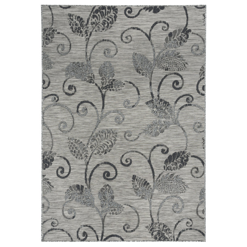 Tapis d'intérieur / extérieur gris Kazzandra, Rectangle 7 pi 10 po x 10 pi 2 po
