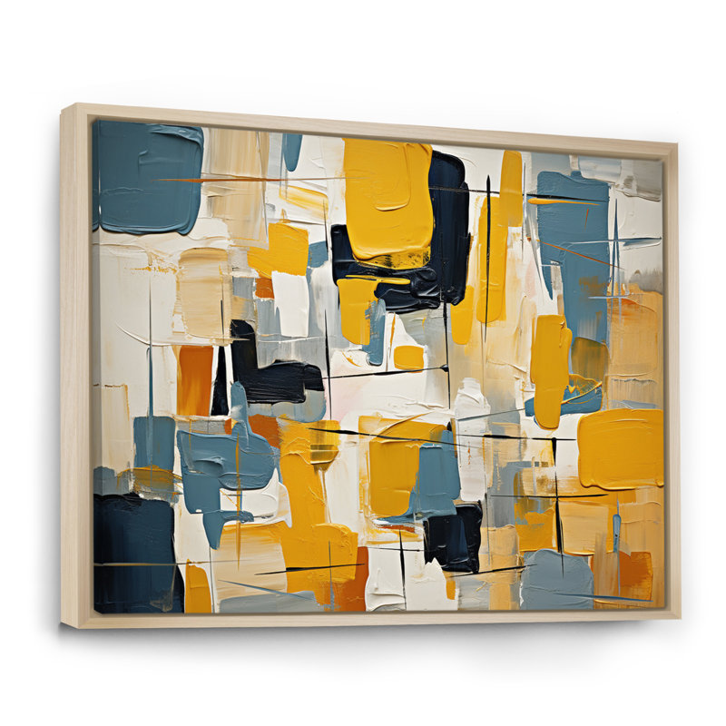 Impression sur toile abstraite, expression carrée, H 34 po x l 44 po x P 1,5 po, Cadre naturel flottant
