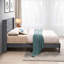 Velvet Button Queen Bed - Solid Wood Slat Foundation Charcoal Gray Platform With Detail And Dependable Base-1236092115