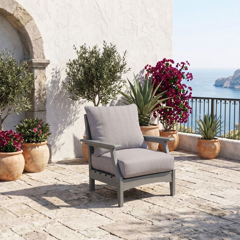 Chaise longue d'extérieur avec coussin Anieya