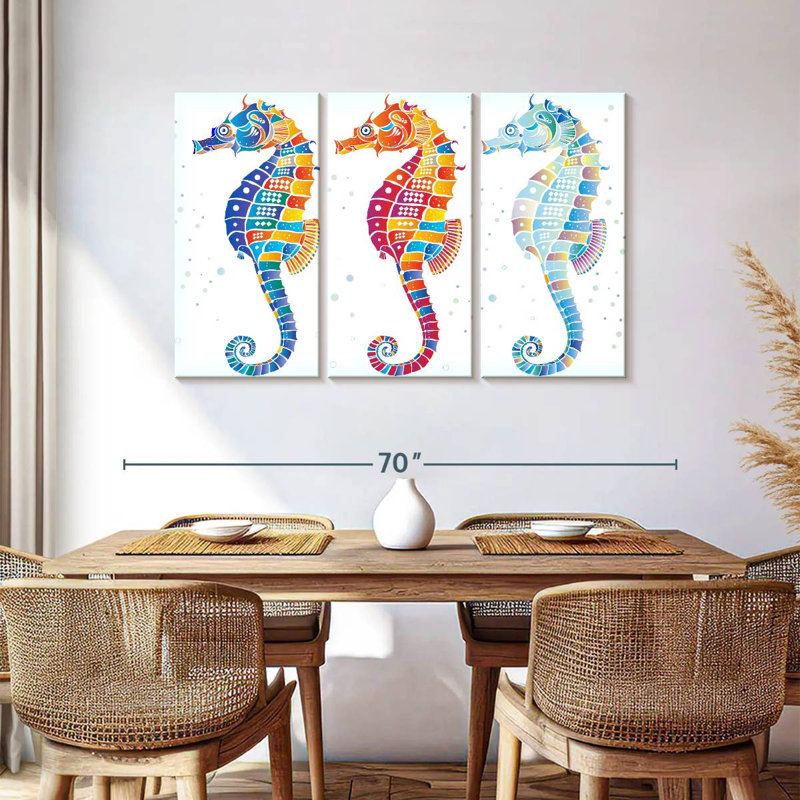 Seahorses Trio, 36" H x 57" W