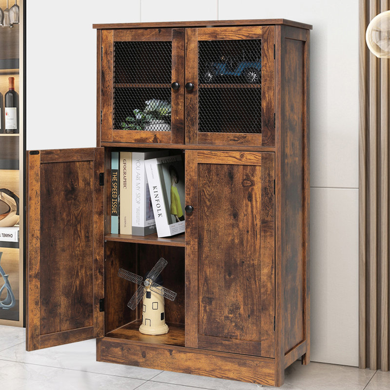 Buffet décoratif 4 portes Calirae, Brun rustique
