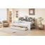 Lit de jour en bois avec tablettes de rangement, lit multifonctionnel avec deux tiroirs de rangement et bureau d'étude-1238721172-1238721173