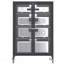 Armoire de rangement multimédia haute 35,8 po avec roulettes, meuble télé stéréo AV avec 4 tablettes et porte réglables en verre, structure en acier robuste pour le salon, assemblage facile