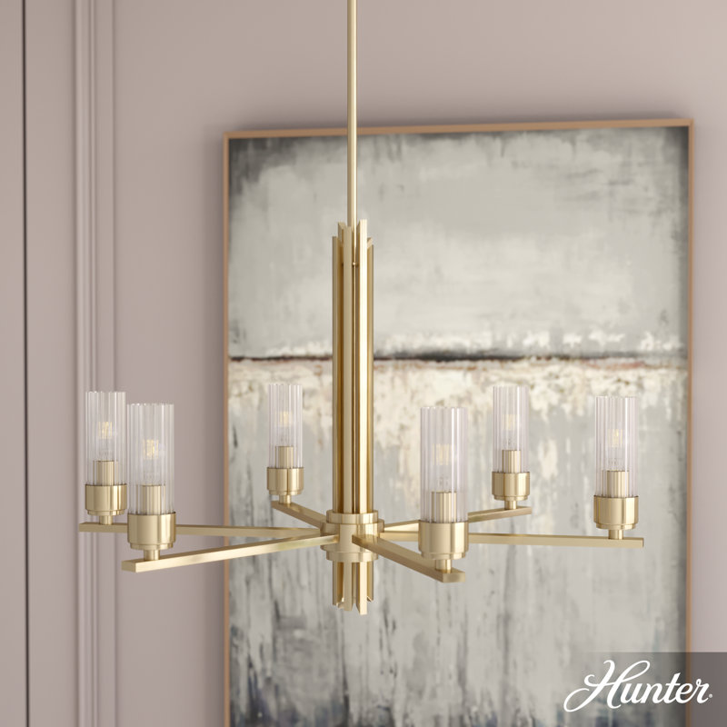 Plafonnier lustre 6 lumières Gatz, Or Alturas
