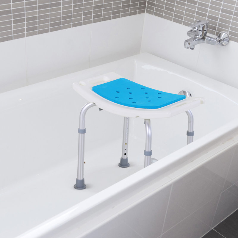 6-Level Adjustable Bath Stool For Elderly, Injured & Pregnant - Non-Slip, , Blue, Aluminum Made Shower Construction