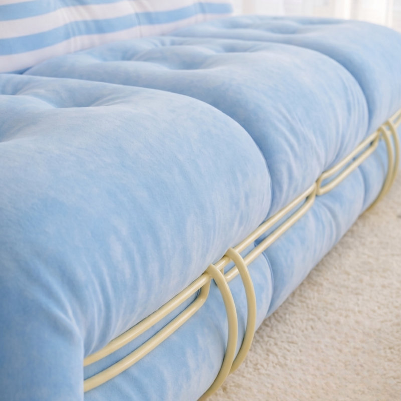 Simple and Stylish Blue Fabric Three-seater Sofa