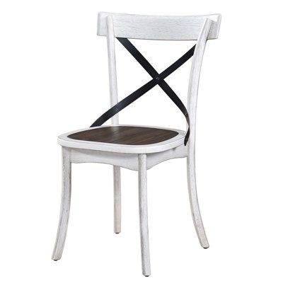 Ensemble de 2 chaises de salle à manger de style rustique moderne avec design rétro en X