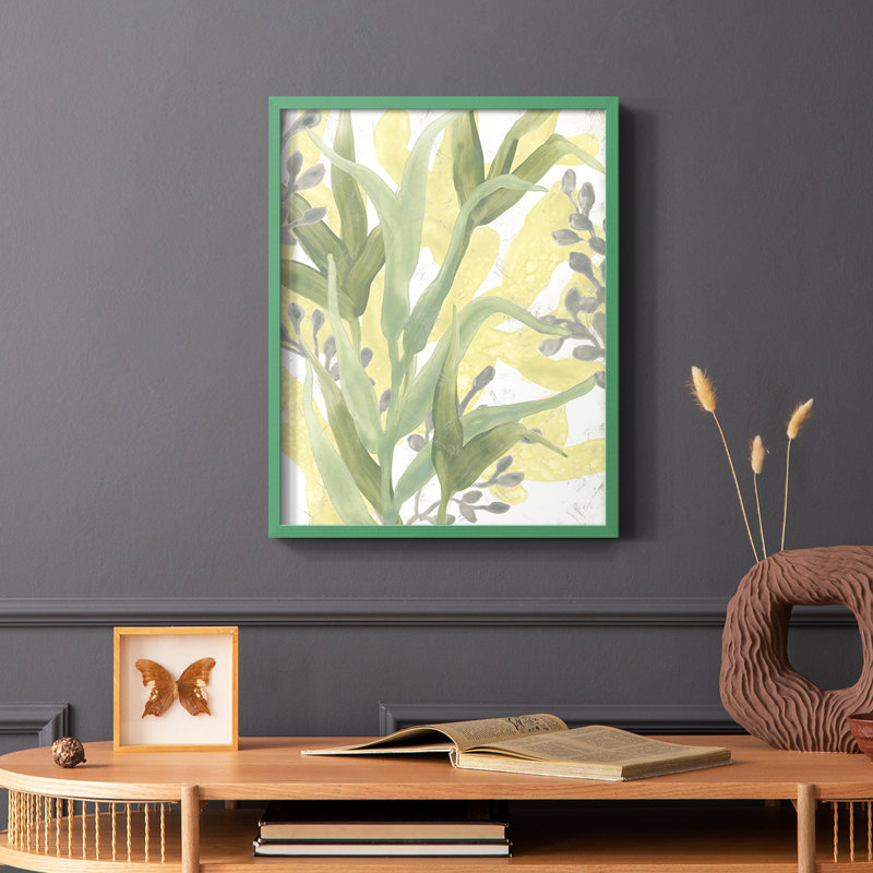 Sea Grass Fresco II, reproduction encadrée - bois massif, H 10 po x l 8 po, Vert