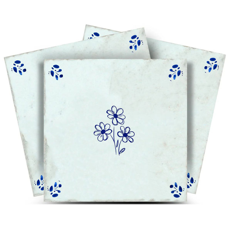 Carreau de mosaïque floral auto-adhésif en vinyle 6 po x 6 po