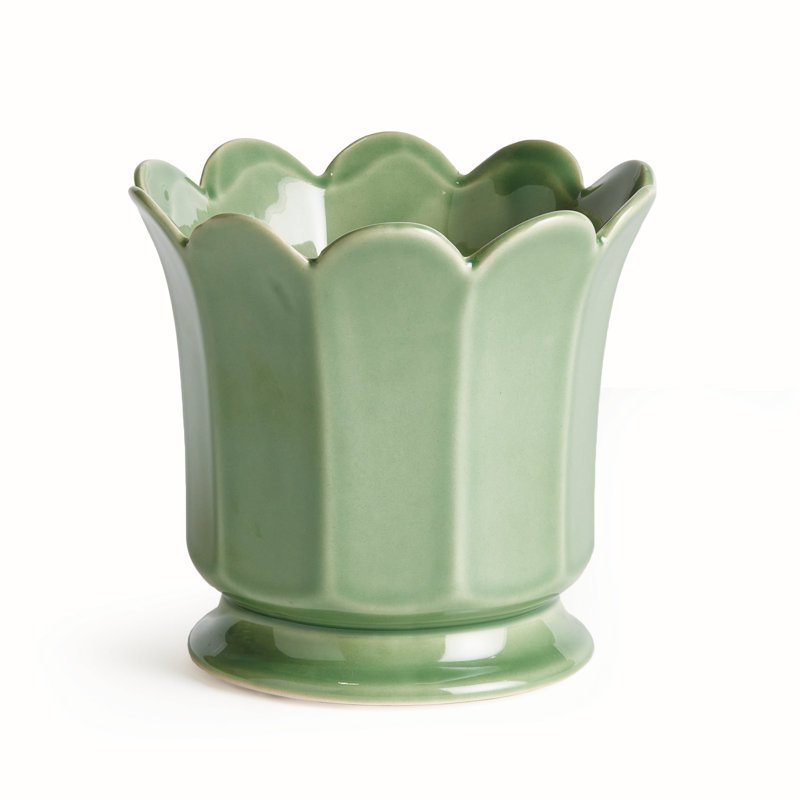 Pot à fleur en céramique, H 5,51 po x l 6,1 po x P 6,1 po, Vert