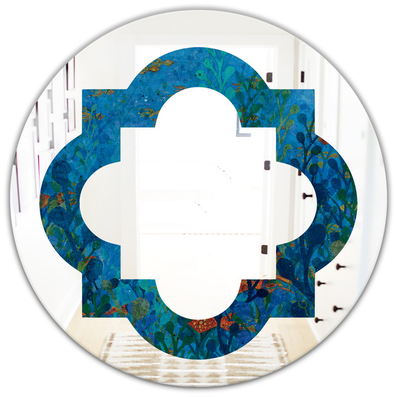 Miroir mural Underwater Lake Leaves I Quatrefoil Coastal, H 31,5 po x l po