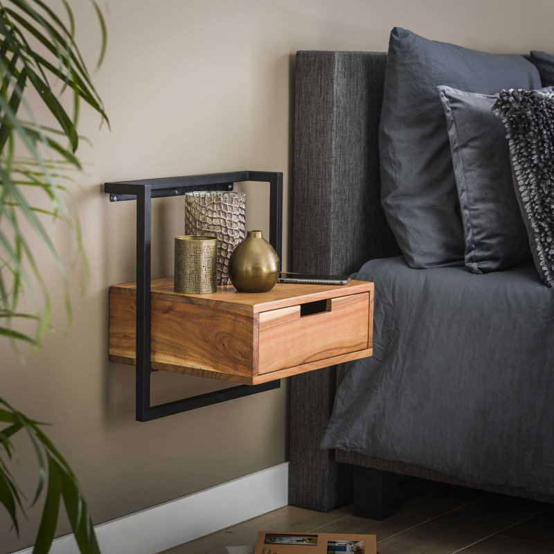 44cm W Steel Bedside Table
