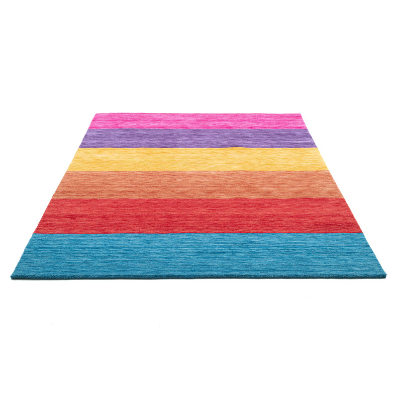 Rectangular Striped Hand Woven Area Rug, Rectangle 170cm x 240cm