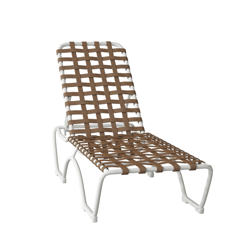 Kahana Outdoor Metal Chaise Lounge, Obsidian Vinyl, Snow