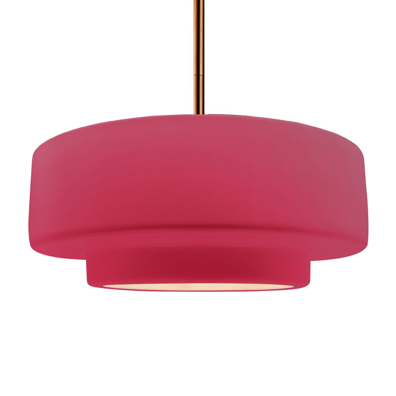 Luminaire suspendu à 1 lumière Meydan, Cerise, H 6 po x l 16,25 po x P 16,25 po, Laiton brossé