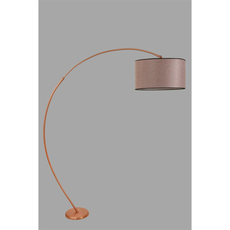 Emelia 185cm Arched Floor Lamp, Rose Gold, Dry Rose