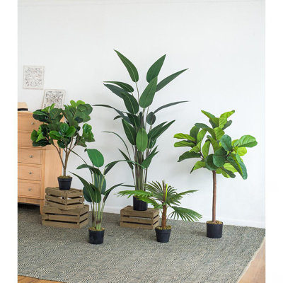 16.5x21x41.5"H Fiddle Fig Leaf Tree, 80 Leaves