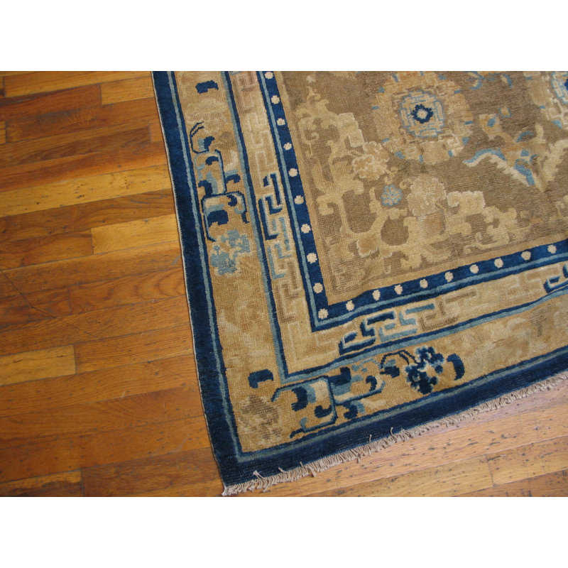 Tapis ningxia chinois antique en laine crème doux du milieu du 19e siècle