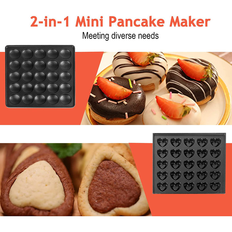 LIANQIAN 110V Mini Pancakes Maker - 50PCS 1700W Commercial Electric  Nonstick Pie Baker, 1.8 Inches Pancake Machine with Adjustable Thermostats  