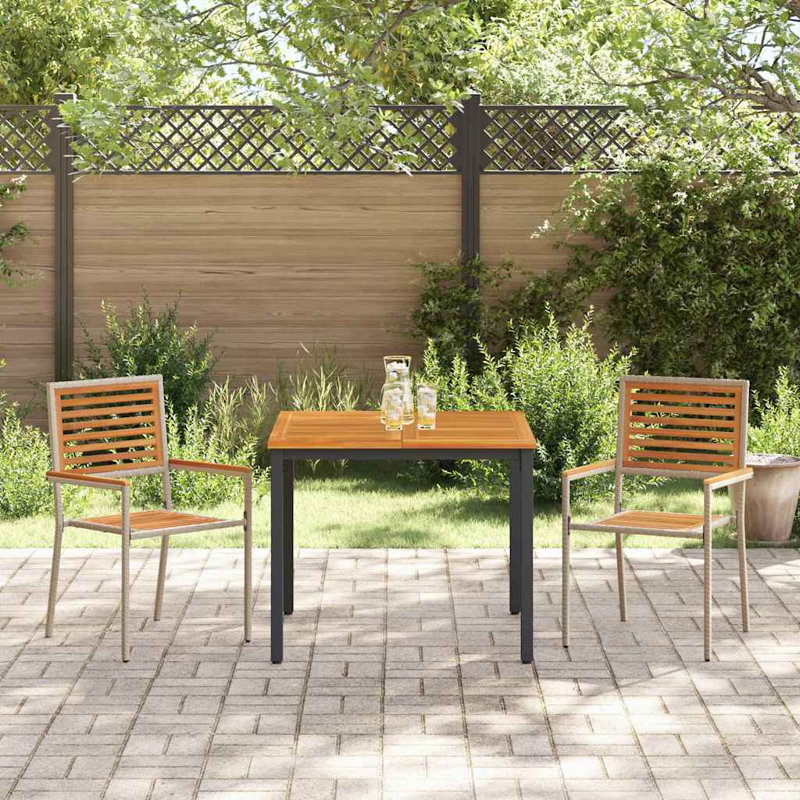 3 Piece Garden Dining Set Acacia, White