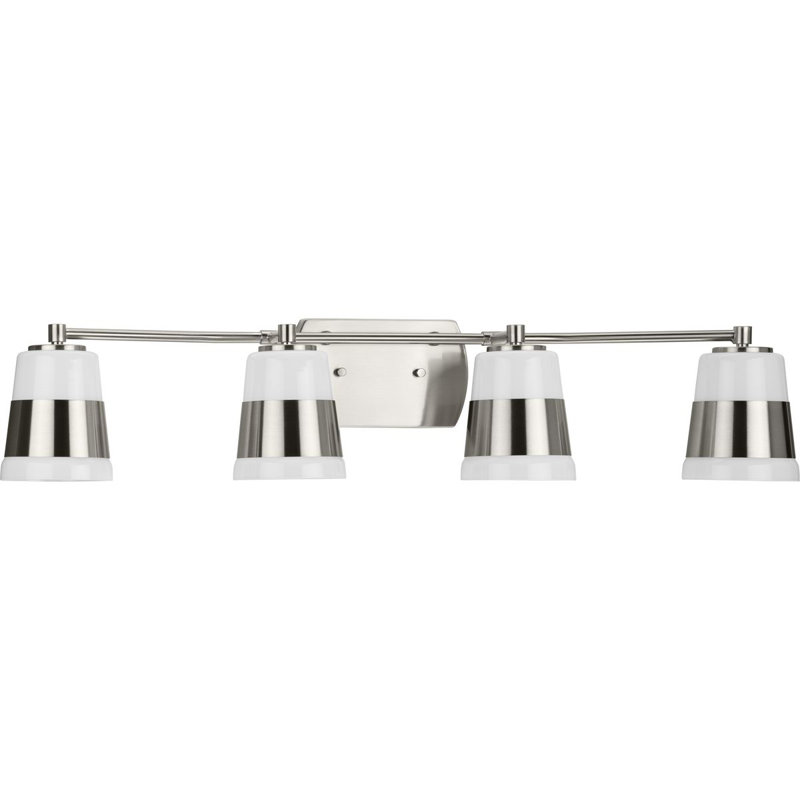 Markail 4 - Light Dimmable Vanity Light, Brushed Nickel, Brushed Nickel/White