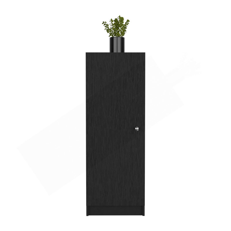 Kitchen Pantry 47" H, One Door Cabinet, Four Interior Shelves, Black, Black