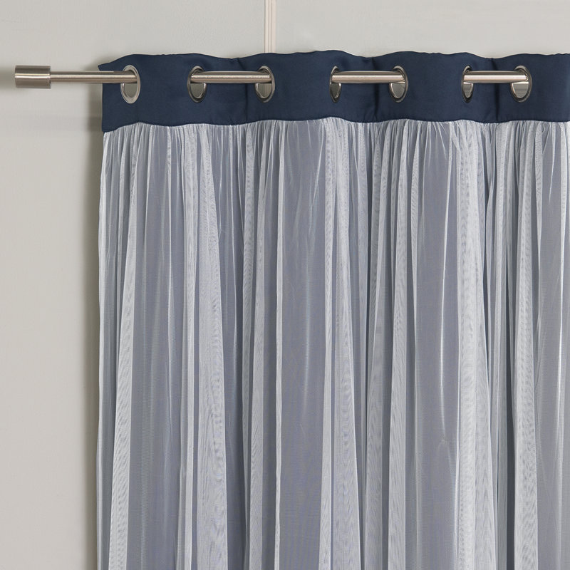 Rideau en polyester Allisin, Bleu marine