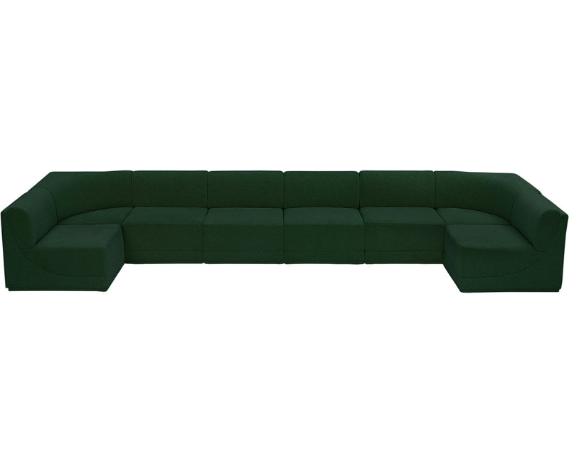 Canapé modulaire rembourré 8 pièces Ollie, Tissu bouclé vert