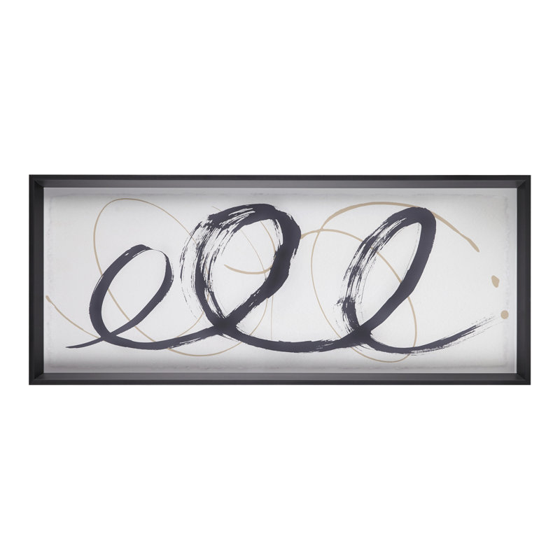 Gray and Black Abstract Framed Glass Wall Art, 41" x 17"