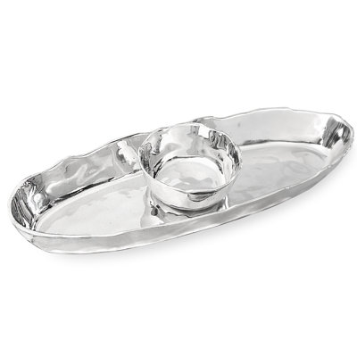 Soho Oval Aluminum Chips and Dip Platter