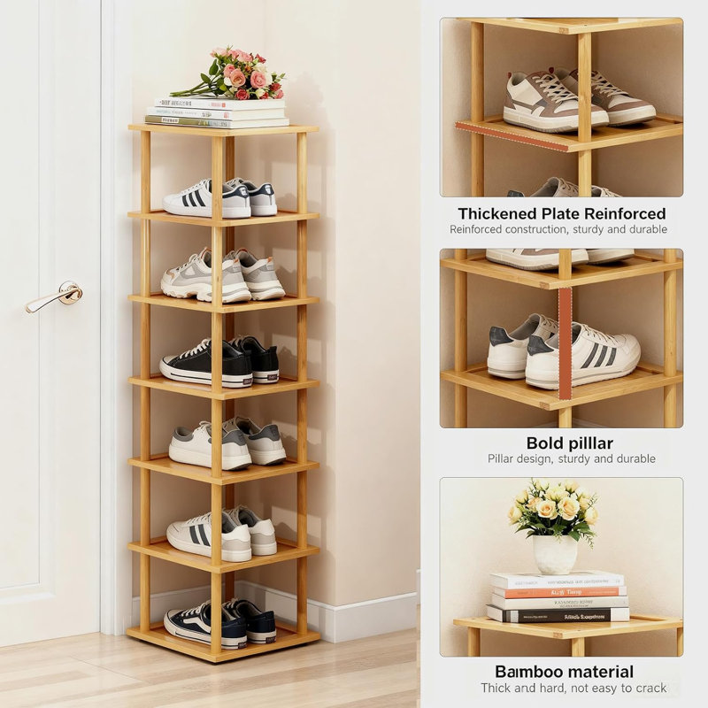 Range-chaussures à 7 niveaux en bambou