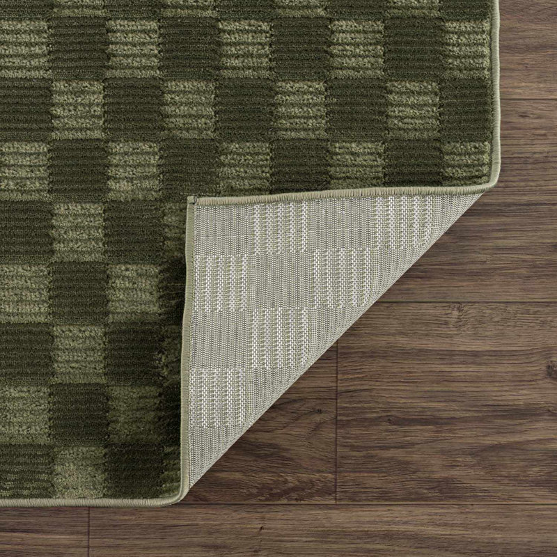 Tapis géométrique à carreaux lavable à la machine Kwan, Rectangle 7 pi 10 po x 10 pi