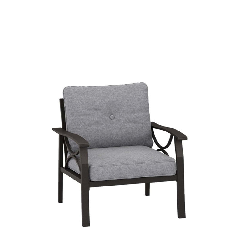Fauteuils en métal toutes saisons avec coussins moelleux, Gris